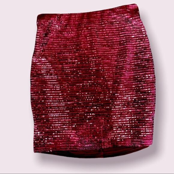Favlux Shimmery Velvet Maroon Skirt - Picture 1 of 2